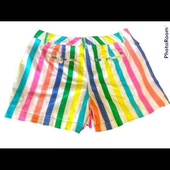 CROWN & IVY Rainbow Striped 
 5 Inch Inseam Caroline Shorts Sz 8 - Picture 3 of 9